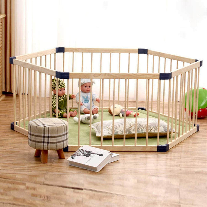 Corral portátil de madera hexagonal para niños 20JXP517