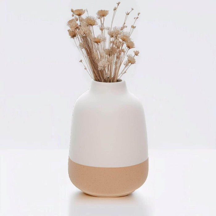 Florero de cerámica 20 cm blanco/beige ADT1092
