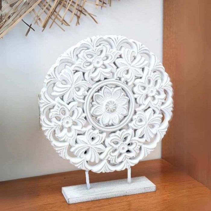Totem decorativo diseño flor blanco 38 cm C18XP12-8