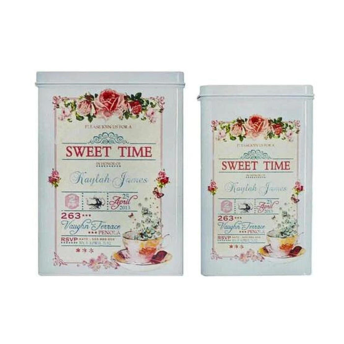 Set de 2 canister metalicos diseño sweet time