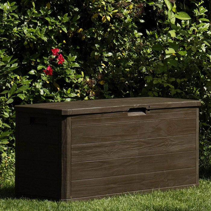Baúl italiano organizador de jardín 117x45x56 280l café 164-CAF