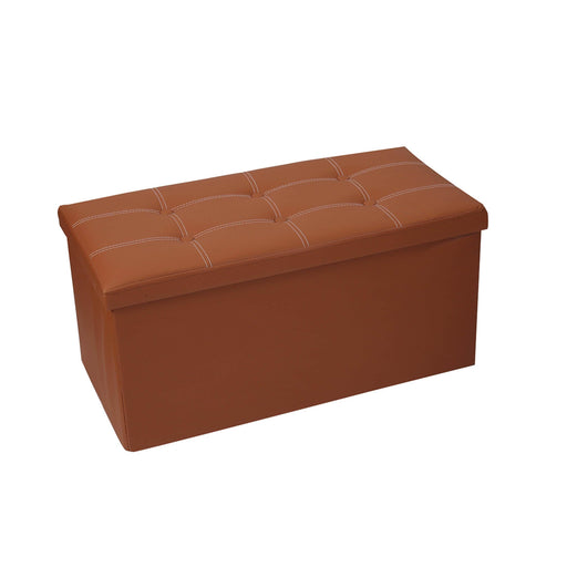 Baúl otomano plegable de ecocuero café CDX714-1
