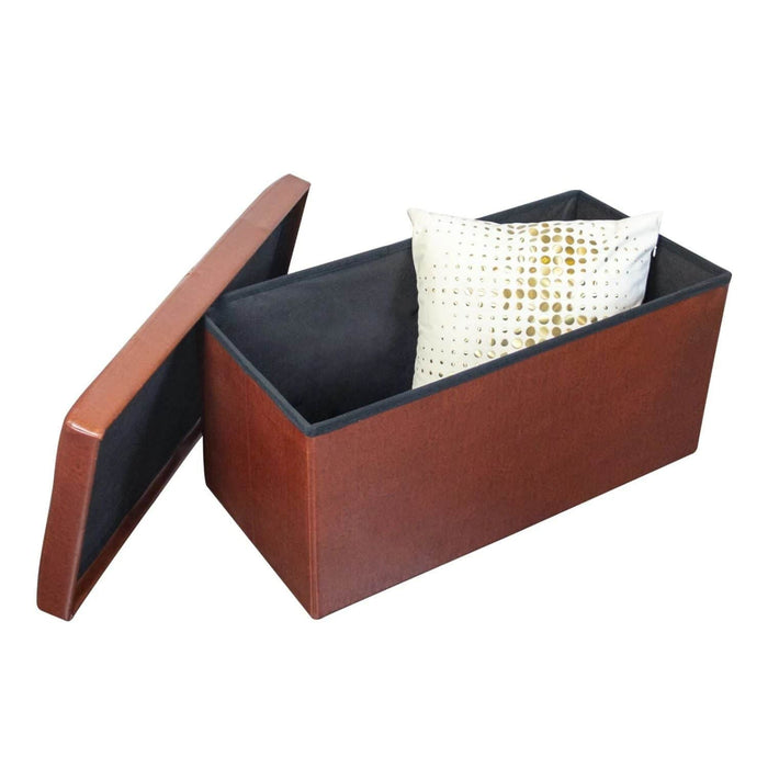 Baúl otomano plegable de ecocuero café CDX714-1