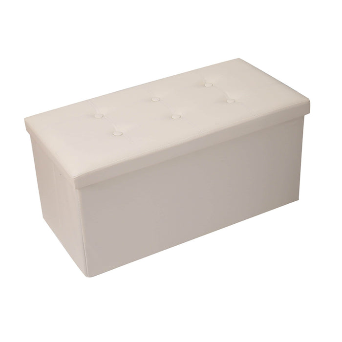 Baúl otomano plegable de ecocuero crema CDX715