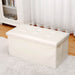 Baúl otomano plegable de ecocuero crema CDX715