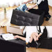 Baúl otomano plegable de ecocuero negro CDX714