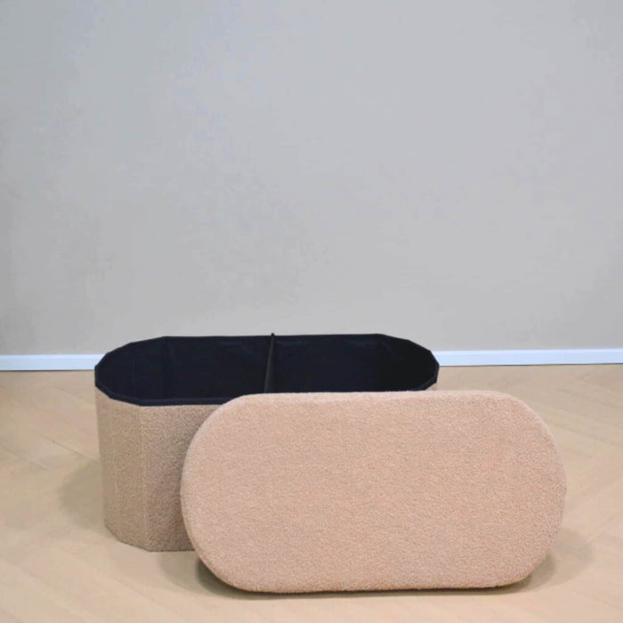 Baúl plegable ovalado bouclé café DDT6258cafe