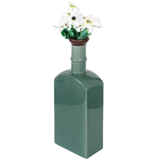 Botella decorativa de cerámica turquesa 36x13 cm 2015031602312