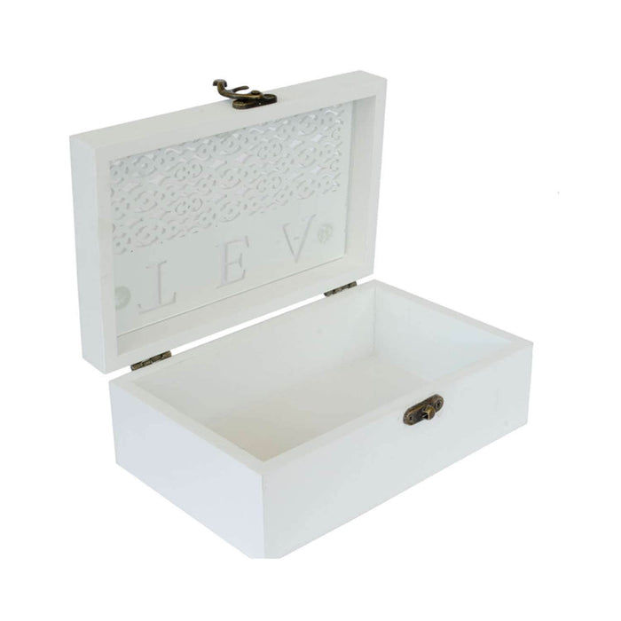 Caja para té de madera tallada blanca Y172-15