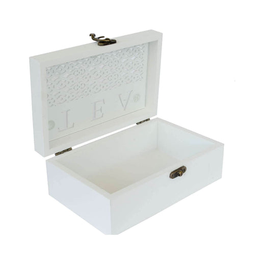 Caja para té de madera tallada blanca Y172-15