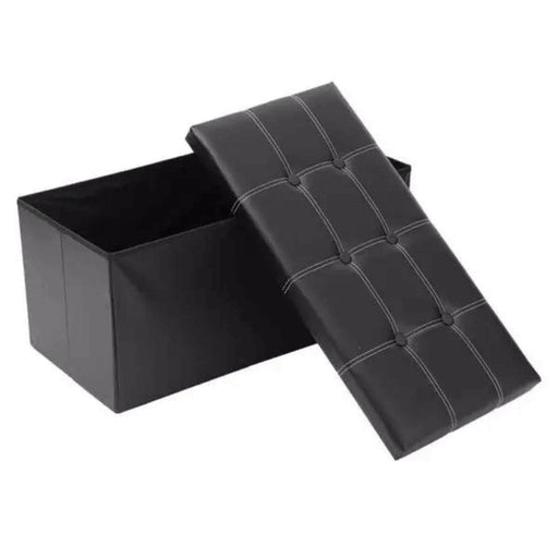 Baúl otomano plegable de ecocuero negro CDX714