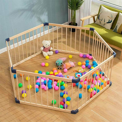 Corral portátil de madera hexagonal para niños 20JXP517