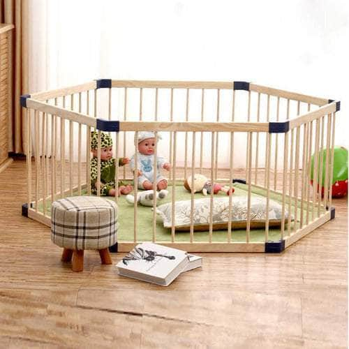 Corral portátil de madera hexagonal para niños 20JXP517