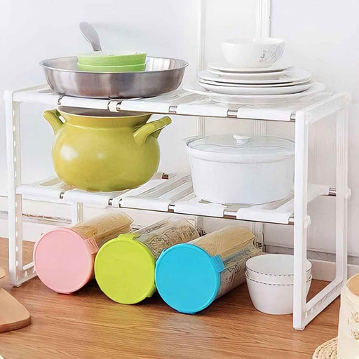 Estante organizador de cocina ajustable de 2 niveles Y172C-16