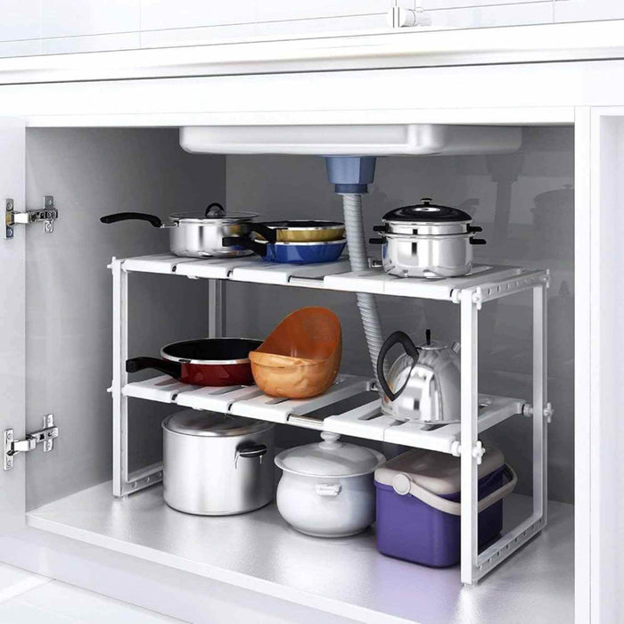 Estante organizador de cocina ajustable de 2 niveles Y172C-16