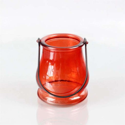 Farol  portavelas de vidrio rojo Y1523-4ROJO