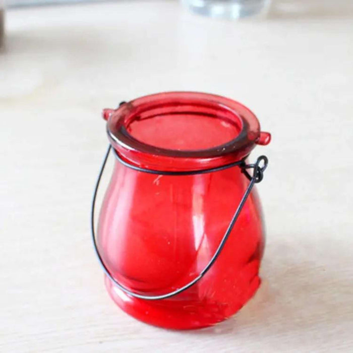 Farol portavelas de vidrio rojo Y1523-4ROJO