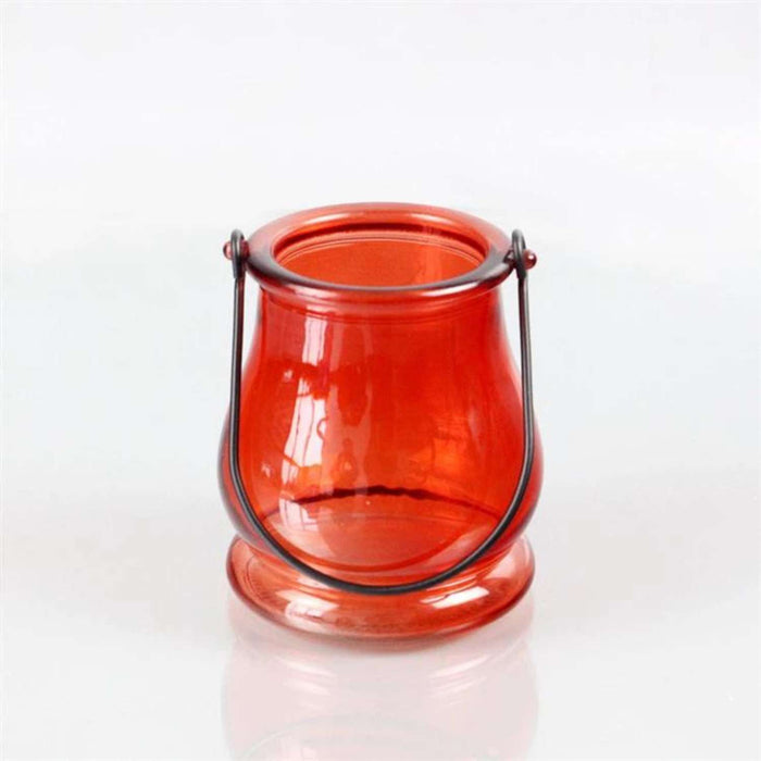 Farol  portavelas de vidrio rojo Y1523-4ROJO