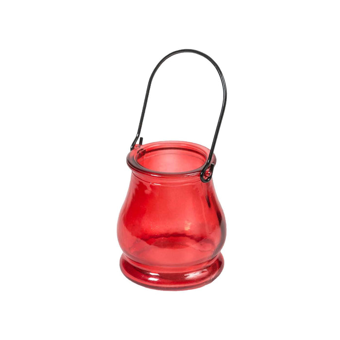 Farol  portavelas de vidrio rojo Y1523-4ROJO