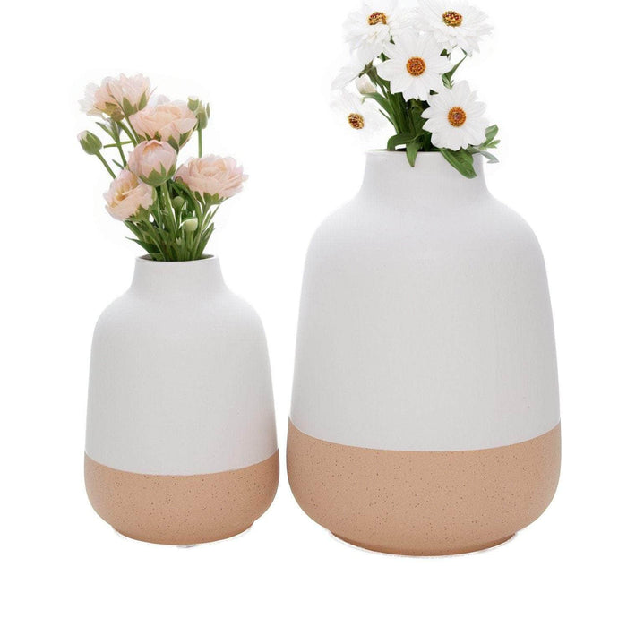 Florero de cerámica 20 cm blanco/beige ADT1092