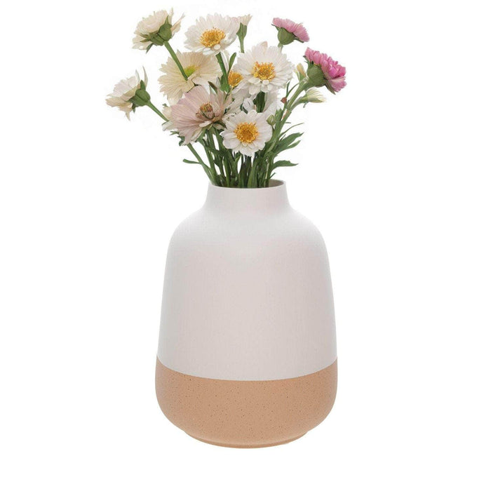 Florero de cerámica 20 cm blanco/beige ADT1092