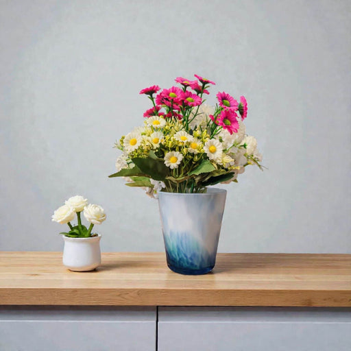 Florero de vidrio fabricado en polonia 16 cm celeste 1605794846011