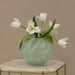 Florero pecera de vidrio verde menta 15 Cm BCT8499