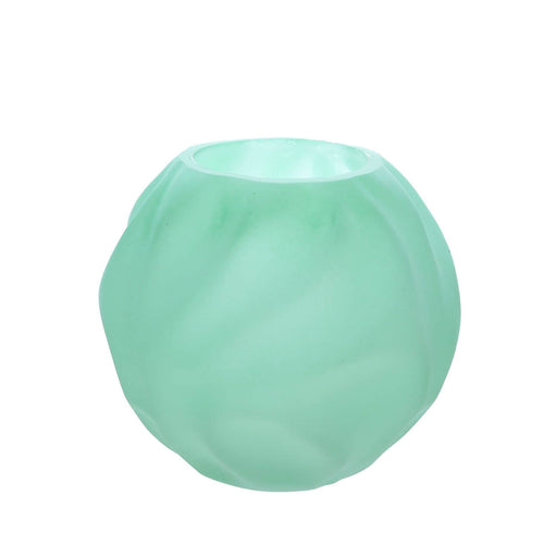 Florero pecera de vidrio verde menta 15 Cm BCT8499
