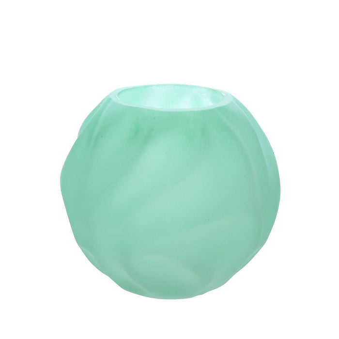 Florero pecera de vidrio verde menta 15 Cm BCT8499