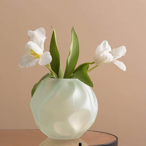 Florero pecera de vidrio verde menta 18 Cm BCT8500