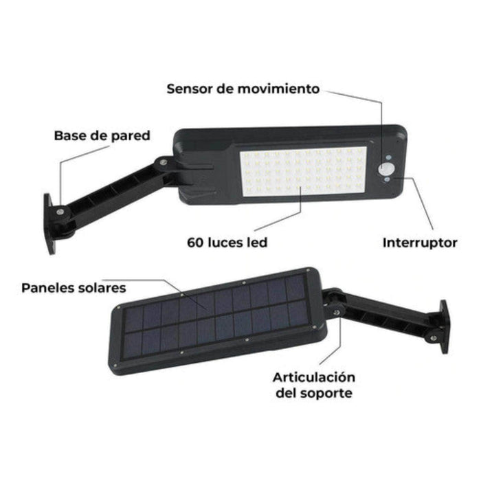 Foco led solar para exteriores con control remoto - negro PXP719Negro