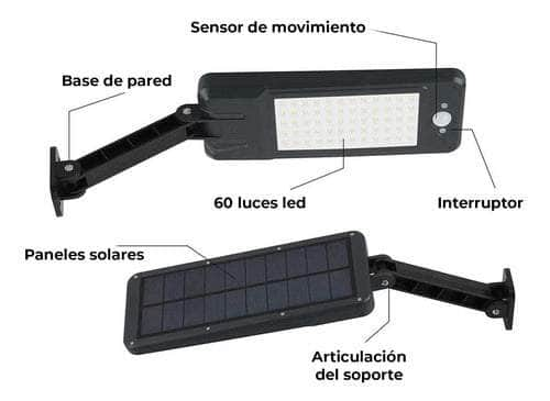 Foco led solar para exteriores con control remoto - negro PXP719Negro