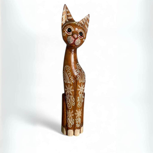 Gato madera artesanal 60 cm café claro DALX045A