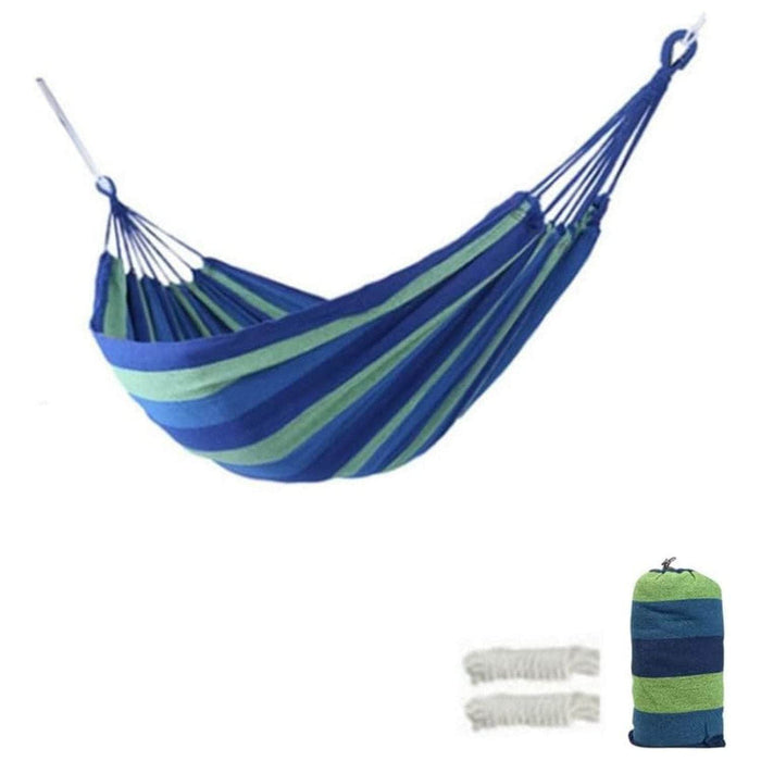 Hamaca de algodón azul y verde 2 plazas 180x150 cm 20PXP523-AZUVER