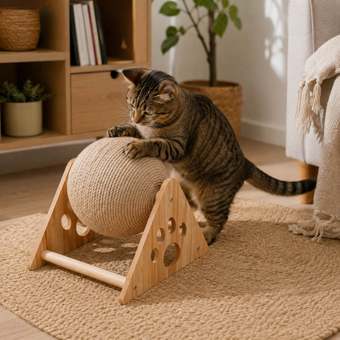 Juguete rascador para gatos con bola de sisal DDX1060