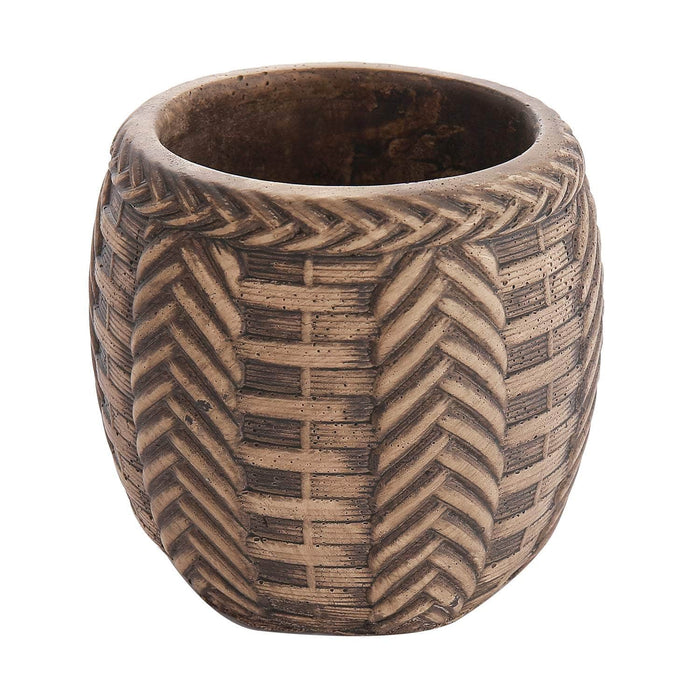 Maceta tranzada de cemento café 10 cm BDT3162
