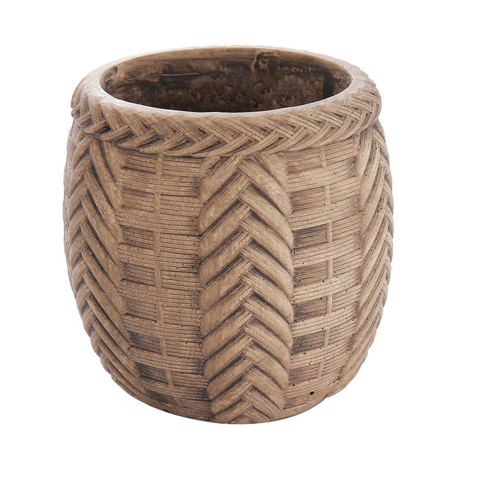 Maceta trenzada de cemento café 11 cm BDT3161