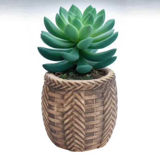 Maceta trenzada de cemento café 13 cm BDT3160