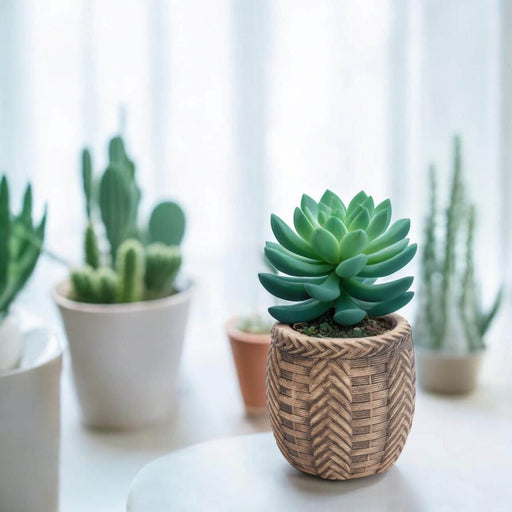 Maceta trenzada de cemento café 13 cm BDT3160