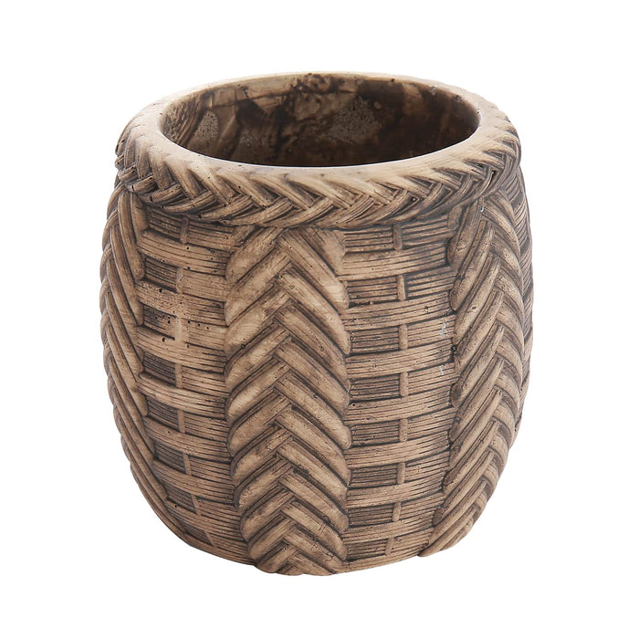 Maceta trenzada de cemento café 13 cm BDT3160