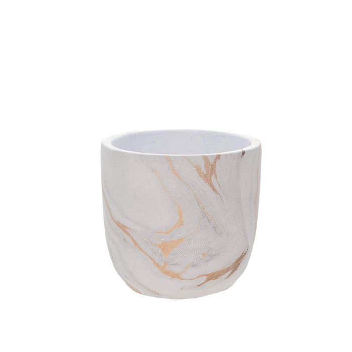 Macetero de cemento blanco/dorado 12 cm BDT3085