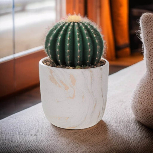 Macetero de cemento blanco/dorado 14 cm BDT3084