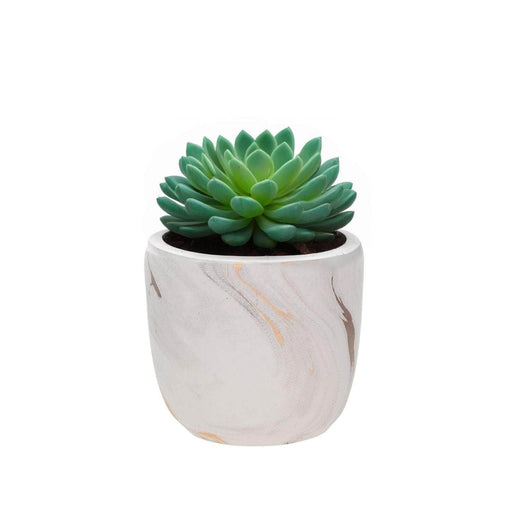 Macetero de cemento blanco/dorado 16 cm BDT3083