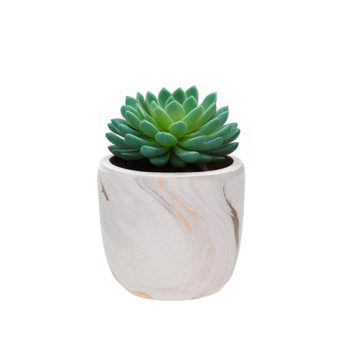 Macetero de cemento blanco/dorado 16 cm BDT3083