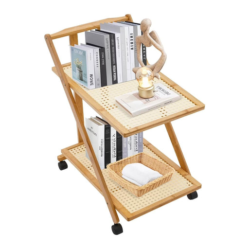 Mesa auxiliar ratán 2 niveles con ruedas DDT8963