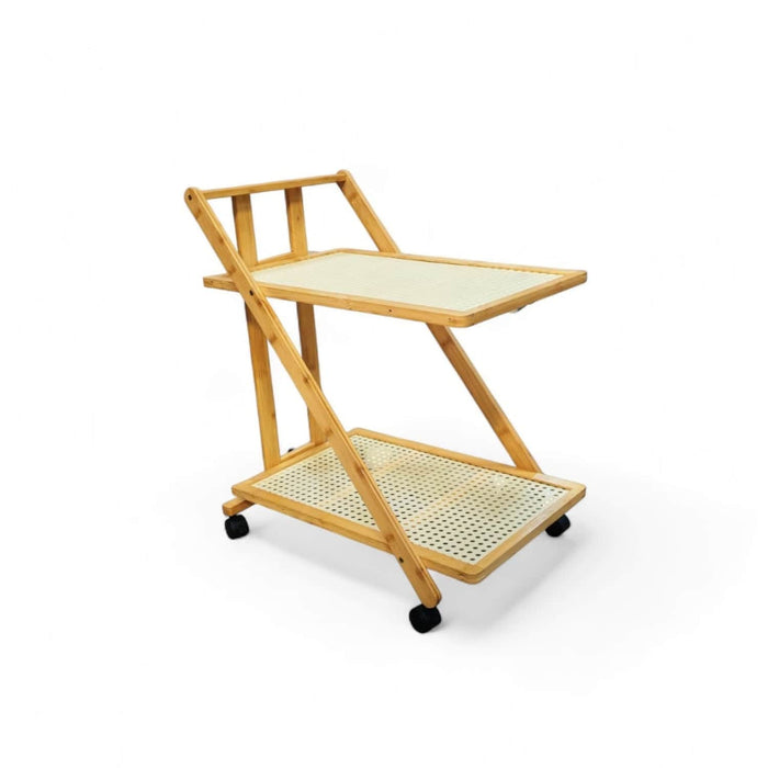 Mesa auxiliar ratán 2 niveles con ruedas DDT8963