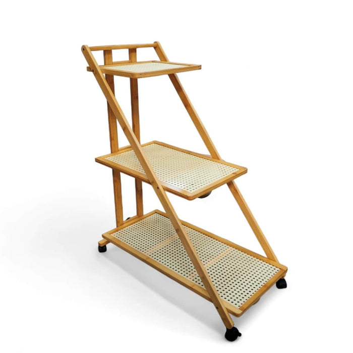 Mesa auxiliar ratán 3 niveles con ruedas DDT8964