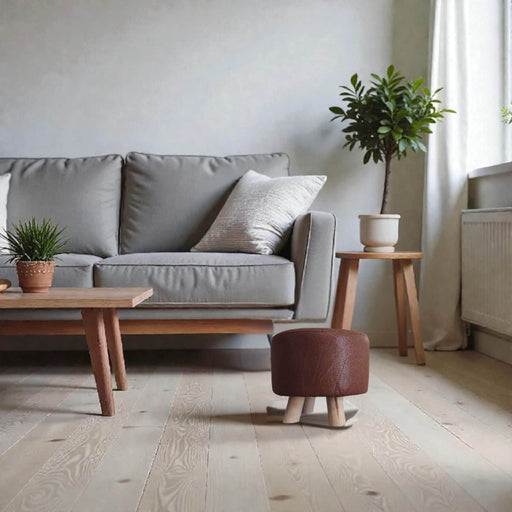 Mini puff redondo tela café DDT6179cafe