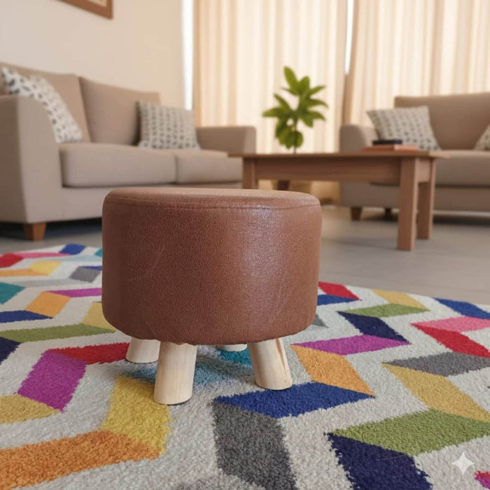 Mini puff redondo tela café DDT6179cafe