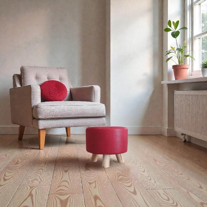 Mini puff redondo tela rojo DDT6179rojo